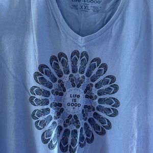EUC Life Is Good Light Blue Mandala Tee Size-XXL
